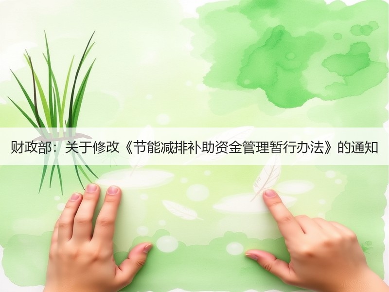 财政部：关于修改《节能减排补助资金管理暂行办法》的通知