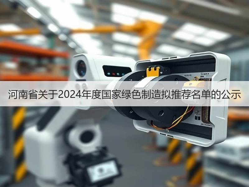 河南省关于2024年度国家绿色制造拟推荐名单的公示