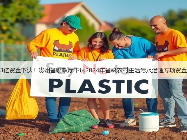 3亿资金下达！贵州省财政厅下达2024年省级农村生活污水治理专项资金(图1)