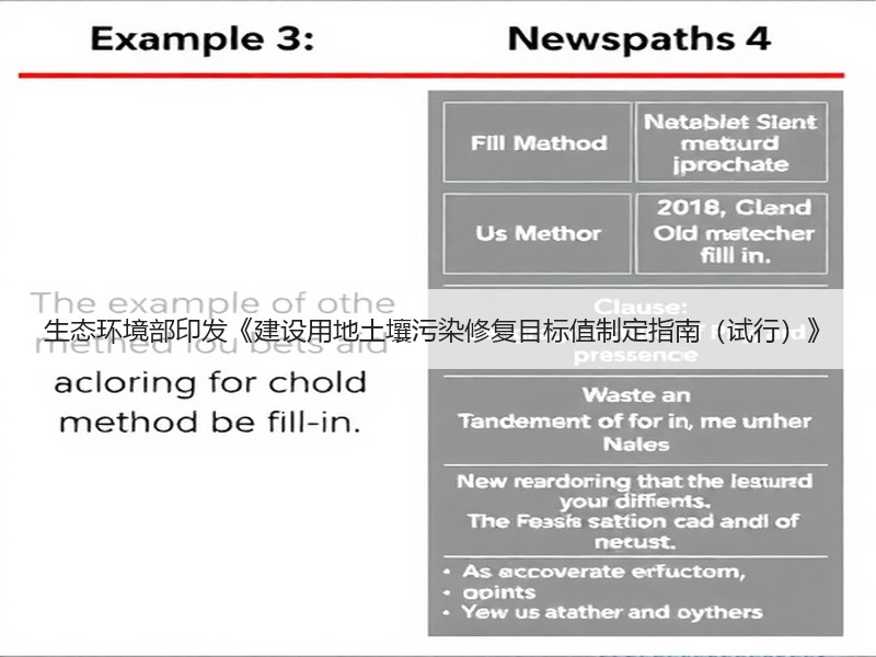 生态环境部印发《建设用地土壤污染修复目标值制定指南(试行)》 生态环境部印发《建设用地土壤污染修复目标值制定指南(试行)》
